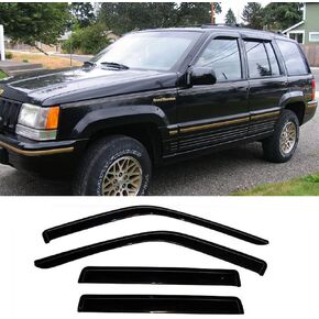Kucaruce 94650 Side Wind Vent Deflector, 4pcs Window Visors, Out-Channel Nice Looking Tape-on Sun Rain Guards fit for 1999-2004 Jeep Grand Cherokee