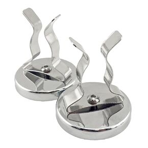 Master Magnetics Ceramic Round Base Magnet with Spring Clamp - 2.04" Diameter, 2.210" Total Height, Nickel Plated, Pack of 2, RB50NPCX2, Silver