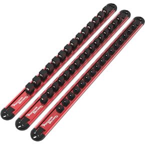 Precision Defined Aluminum Tool Socket Holder | Red, Single 1/2-Inch x 14 Clips | Heavy Duty Organizer
