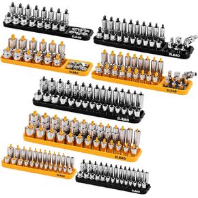 مجموعة صينية تنظيم المقبس مكونة من 8 قطع | متري وSAE | راتنج ABS متين | يحمل 176 مقبسًا قياسيًا وعميقًا | مثالية لأدراج صناديق الأدوات والميكانيكا in Kuwait