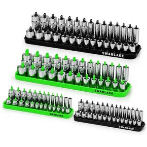 صينية تنظيم المقبس SWANLAKE، صينية حامل المقبس مكونة من 4 قطع. SAE ومتري، 1/4 بوصة، 3/8 بوصة (4 قطع صينية تنظيم المقبس) in Kuwait