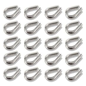 LEONTOOL 10pcs M8 304 Stainless Steel Thimble for 5/16 Inches Diameter Wire Rope Cable Thimbles Rigging 8mm Wire Rope Tube Thimble Heavy Duty Cable Clamps Assortment