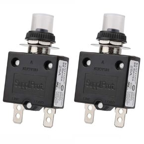 Clyxgs Thermal Circuit Breaker Overload Protector, 50Amp Push Button Manual Reset Circuit Breaker 32V DC 125/250VAC 50/60Hz with Quick Connect Terminals and Waterproof Button Transparent Cap