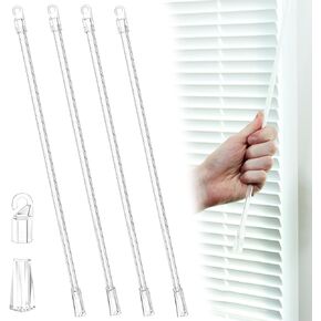 4Pcs Blind Wand Vertical Blinds Rod Replacement Parts PVC Blind Wand Replacement with Hook and Handle Stick Blind Tilt Wand for Windows Curtain Door Shades Opener Accessory (12 Inch)
