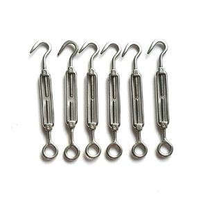 Jingyi 1/8" 3mm Stainless Steel 304 Hook & Eye Turnbuckle Wire Rope Tension Pack of 6