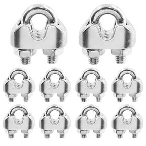 10 Pack Saddle Clamp 3/16 inch Wire Cable Clamps,304 Stainless Steel Wire Rope Clips U-Bolt Clamps(M5)