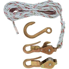 Klein Tools H1802-30 Block and Tackle with Blocks 267 and 268 and Anchor Hook 258, Made in USA, Brown