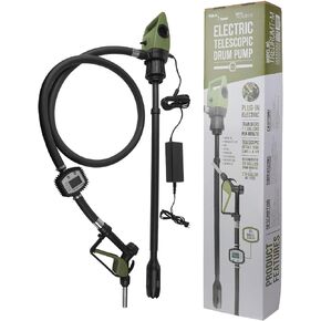 TERA PUMP - Electric 55 Gallon Drum Pump, Fits 55 Gallon Drums to 275 Gallon IBC Totes, Digital Flow Meter, Telescopic Tube, Up to 7.1 GPM, Flow Control Nozzle, for DEF, Light Oils, Diesel, Kerosene