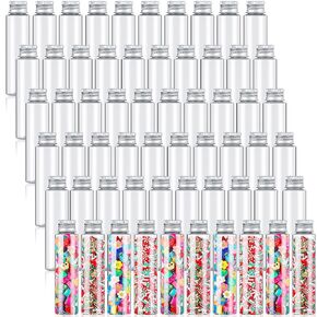 Tioncy 100 Pcs Clear Plastic Test Tubes Gumball Tubes 50 ml Plastic Vials with Caps Storage Containers for Plants, Beads Candy Powders Spices Storage Scientific Experiments Interest Cultivation