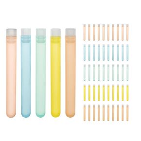 ULAB Plastic Test Tubes with Flange Stoppers, 50pcs of Dia.16x125mm Party Tubes, Nature Color, 50pcs PE Flange Stoppers, Dia.16mm, Nature Color, UTT1015
