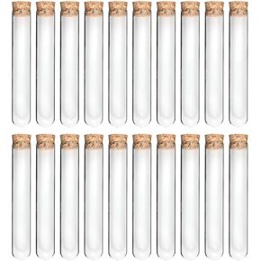Lily's Home 20 Glass Test Tubes with Cork Stoppers for Scientific Experiments, Shot Glass in Parties, Home Decorations, Spices and Candy. 20x150mm 30ml