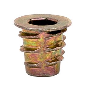 E-Z LOK Hex Threaded Inserts for Soft Wood, Zinc Alloy Flush Thread Insert 10-32 x 10mm Length, Pack of 50, (801032-10)