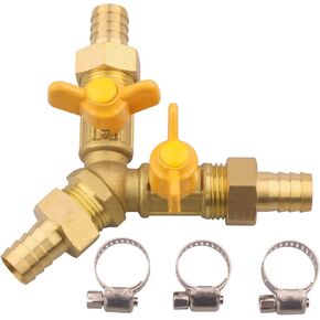 3 Way Shut Off Ball Valve, 1/2" Hose Barb Y Shape Brass Fitting, Thread Connect 2 Switch Valve