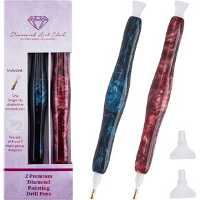 Diamond Art Club Premium Drill Pen, Comfortable Diamond Painting Pen, Diamond Art Accessories and Tools, 2 Pack, Frosted Red Velvet & Blue Licorice Swirl