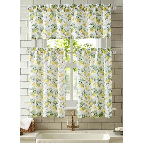 RT Designers Collection Coffee Slub Kitchen Curtains Window Tier Valance Set Farmhouse Short Café Bathroom Window