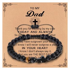 To Men Boys Natural Stone Cross Bracelet Gifts for Son Grandson Dad Husband Brother Boyfriend Uncle Nephew Godfather- Birthday Graduation Retirement Christmas Christian Gift for Him(Grandson)