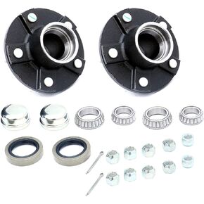 FKG Trailer Hub Kit 5 Bolt on 5" Bolt Circle Fit for 3,500 lb. axles with 1-3/8 Inch to 1-1/16 Inch Tapered Spindles, Set of 2