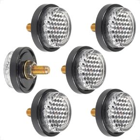 evermotor Reflectors Motorcycle License Plate Bolts and Nuts White Mini Decorative M5 Screw Tag Bolt Round Reflective for Bike(6 Pieces)