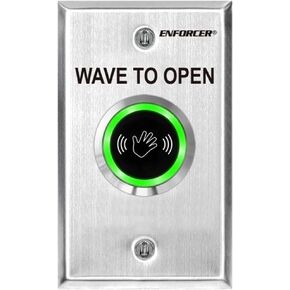Seco-Larm SD-9263-KSQ Outdoor Wave-to-Open Sensor, Single-Gang with English Message; Adjustable Sensor Range Up to 7" (18cm); 1.2A Relay, Adjustable Trigger Duration 0.8~30 Seconds or Toggle