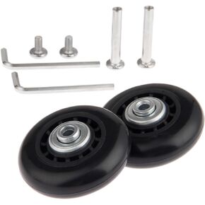 Luggage Suitcase Wheels Replacement Kit 60x17mm, Rubber Swivel Caster Wheels Bearings Repair Kits, with Axles Wrench Repair Bearings Replacement Wheels Set of 2 Wheels