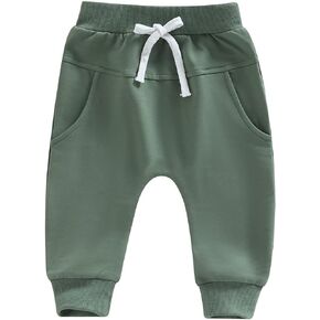 GINEVSAL Toddler Baby Boys Sweatpants Pack of 3 Solid Color Elastic Waist Bottom Pants Casual Trousers for Newborn Infant