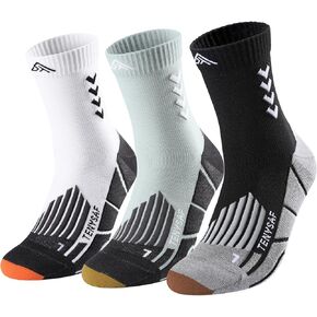 TENYSAF Compression Crew Running Socks: Athletic Socks for Men Women with Cushion,3 Pairs Work Hiking Basketball Sport Socks