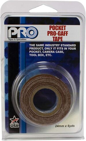 شريط Gaff للجيب من Pro Tapes مقاس 1 بوصة (24 مم) × طول 6 ياردات، أسود غير لامع. شريط Gaffer بحجم الجيب. صنع في الولايات المتحدة الأمريكية. يحمل بقوة، وسهل الإزالة. in Kuwait