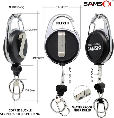 SAMSFX شريط قياس ضام صيد الذبابة زنجر الكامشات نمط حلقة تسلق مشبك على الظهر أدوات حبل حامل شارة (1) in Saudi Arabia