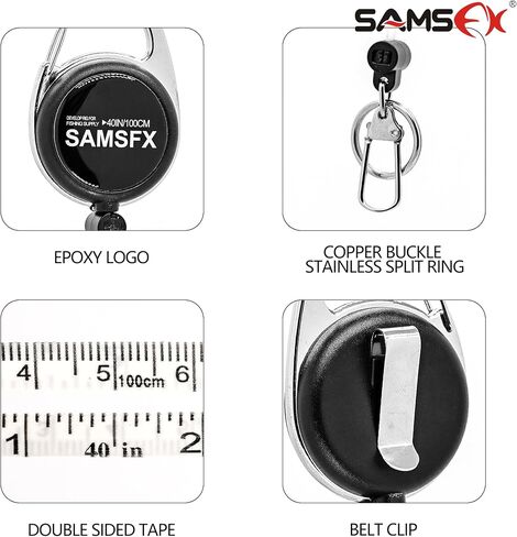 SAMSFX شريط قياس ضام صيد الذبابة زنجر الكامشات نمط حلقة تسلق مشبك على الظهر أدوات حبل حامل شارة (1) in Saudi Arabia