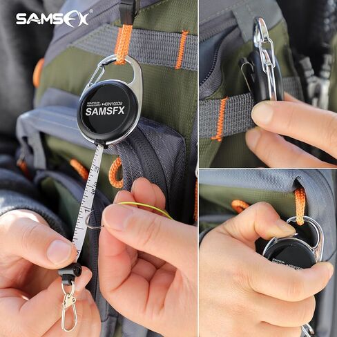 SAMSFX شريط قياس ضام صيد الذبابة زنجر الكامشات نمط حلقة تسلق مشبك على الظهر أدوات حبل حامل شارة (1) in Saudi Arabia