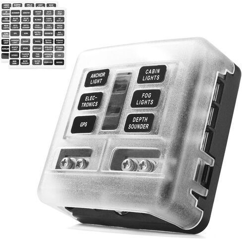MICTUNING 6-Circuit Blade Fuse Block,6-Way Fuse Box Block Holder with LED Indicator Waterproof Durable Protection Cover Sticker Lable For Automotive Car Boat Marine SUV BUS Subway in Saudi Arabia