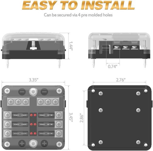 MICTUNING 6-Circuit Blade Fuse Block,6-Way Fuse Box Block Holder with LED Indicator Waterproof Durable Protection Cover Sticker Lable For Automotive Car Boat Marine SUV BUS Subway in Saudi Arabia