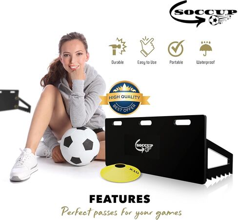 SOCCUP Soccer Rebounder Board - معدات تدريب كرة القدم - مدرب كرة قدم محمول للأطفال والكبار - مناسب لممارسة أهداف كرة القدم - جدار تدريب كرة القدم مقاوم للصدمات - 45 × 18 بوصة in Kuwait