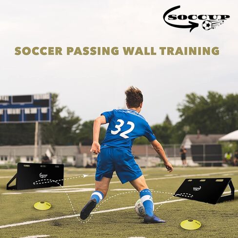 SOCCUP Soccer Rebounder Board - معدات تدريب كرة القدم - مدرب كرة قدم محمول للأطفال والكبار - مناسب لممارسة أهداف كرة القدم - جدار تدريب كرة القدم مقاوم للصدمات - 45 × 18 بوصة in Kuwait