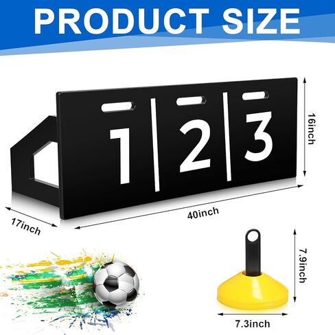 RoundFunny Soccer Rebounder Board مقاس 40 بوصة × 16 بوصة جدار تمرير كرة القدم ثنائي الزاوية قابل للطي مع 20 قطعة من مخاريط كرة القدم معدات ترتد للخلف للتدريب على ممارسة الرماية in Kuwait