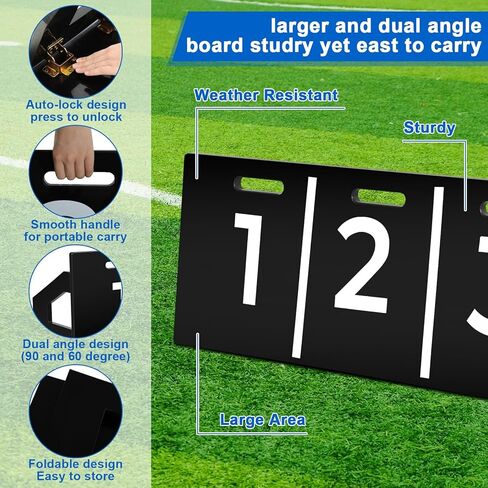 RoundFunny Soccer Rebounder Board مقاس 40 بوصة × 16 بوصة جدار تمرير كرة القدم ثنائي الزاوية قابل للطي مع 20 قطعة من مخاريط كرة القدم معدات ترتد للخلف للتدريب على ممارسة الرماية in Kuwait
