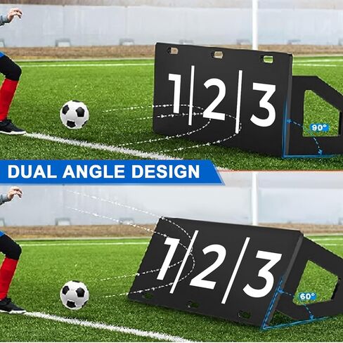 RoundFunny Soccer Rebounder Board مقاس 40 بوصة × 16 بوصة جدار تمرير كرة القدم ثنائي الزاوية قابل للطي مع 20 قطعة من مخاريط كرة القدم معدات ترتد للخلف للتدريب على ممارسة الرماية in Kuwait