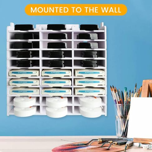 تخزين وسادة الحبر من YUIONNAY - تصميم منظم وسادة الختم - رف صينية طلاء مثبت على الحائط للحرف اليدوية - إمداد متوافق مع حامل الاستغاثة 40 in Kuwait