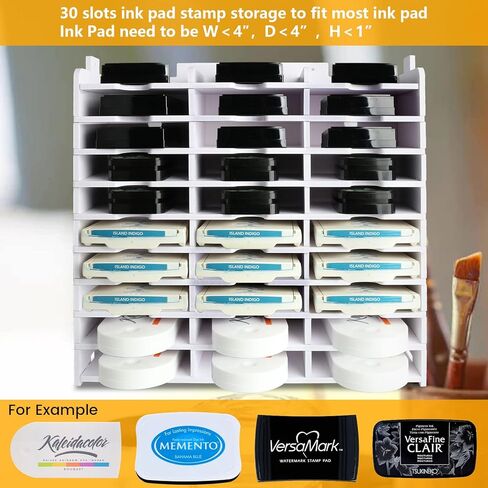 تخزين وسادة الحبر من YUIONNAY - تصميم منظم وسادة الختم - رف صينية طلاء مثبت على الحائط للحرف اليدوية - إمداد متوافق مع حامل الاستغاثة 40 in Kuwait