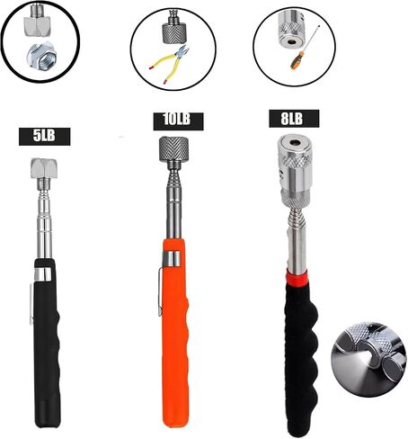 Lelukee 5pcs Flexible Inspection Mirror Telescopic with LED Flashlight,Including Magnetic Pick Up Bar.Workshop Mirror,Geocaching Equipment,Maintenance Inspection Mirror in Saudi Arabia