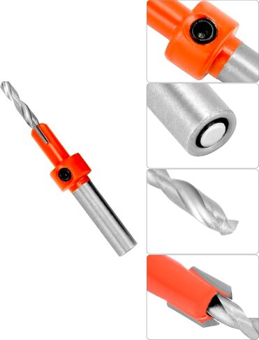 QWORK Wood Countersink Drill Bit Set, 5 Pcs Counter Sinker Drill Bit and 5Pcs Extra Pilot Drill Bit, 5/16" Round Shank, Replaceable Drill Bits and Wrenches in Saudi Arabia