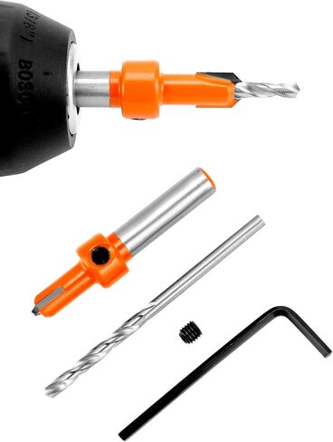 QWORK Wood Countersink Drill Bit Set, 5 Pcs Counter Sinker Drill Bit and 5Pcs Extra Pilot Drill Bit, 5/16" Round Shank, Replaceable Drill Bits and Wrenches in Saudi Arabia
