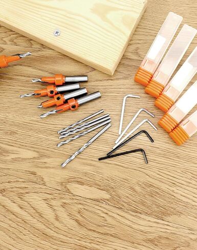 QWORK Wood Countersink Drill Bit Set, 5 Pcs Counter Sinker Drill Bit and 5Pcs Extra Pilot Drill Bit, 5/16" Round Shank, Replaceable Drill Bits and Wrenches in Saudi Arabia