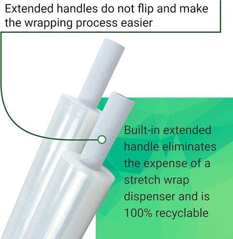 IDL Packaging 20" x 1000' Hand Stretch Wrap Roll of 80 Gauge with Extended Cardboard Handles (1 Roll) - Extra Sticky Clear Plastic Wrap Film - Pallet Wrap Stretch Film for Packing, Shipping & Moving in Saudi Arabia