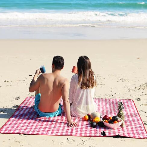 K Y KANGYUN XXL Large Beach Blanket (80 "x 79") Picnic Blankets fit 4-7 Adults, Waterproof Sandproof Beach Picnic Mat Foldable Rug with Family Outdoor Blanket for Camping Park Travel in Saudi Arabia