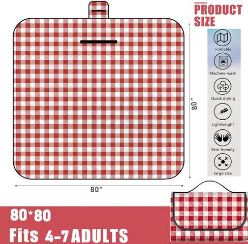 K Y KANGYUN XXL Large Beach Blanket (80 "x 79") Picnic Blankets fit 4-7 Adults, Waterproof Sandproof Beach Picnic Mat Foldable Rug with Family Outdoor Blanket for Camping Park Travel in Saudi Arabia