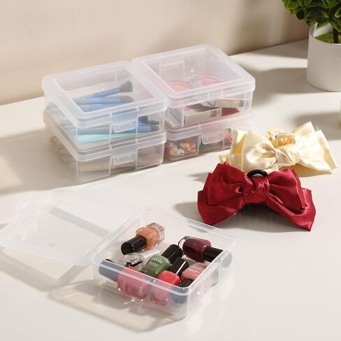 Clear Plastic Storage Boxes with Lids,Arts & Crafts Storage Boxes & Organizers Craft Jewelry Life Item Organizer for Puzzles, Pens, Rings, Needle and Thread, Nail Polish(6 Pack Small + 6 Pack Medium） in Kuwait