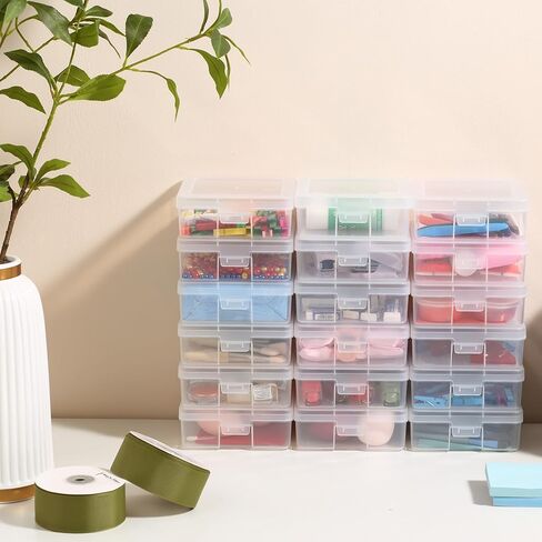 Clear Plastic Storage Boxes with Lids,Arts & Crafts Storage Boxes & Organizers Craft Jewelry Life Item Organizer for Puzzles, Pens, Rings, Needle and Thread, Nail Polish(6 Pack Small + 6 Pack Medium） in Kuwait