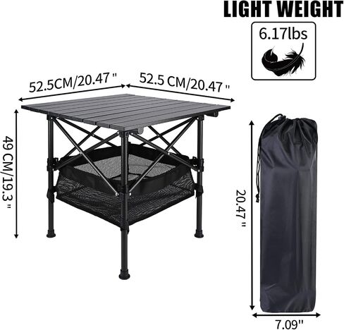 VOOVY Portable Camping Folding Table, Outdoor Picnic Table Aluminum Roll-Up Table with Easy Carrying Bag for Indoor,Outdoor,Camping, Beach,Backyard, BBQ, Party, Patio, Picnic in Saudi Arabia