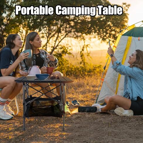 VOOVY Portable Camping Folding Table, Outdoor Picnic Table Aluminum Roll-Up Table with Easy Carrying Bag for Indoor,Outdoor,Camping, Beach,Backyard, BBQ, Party, Patio, Picnic in Saudi Arabia
